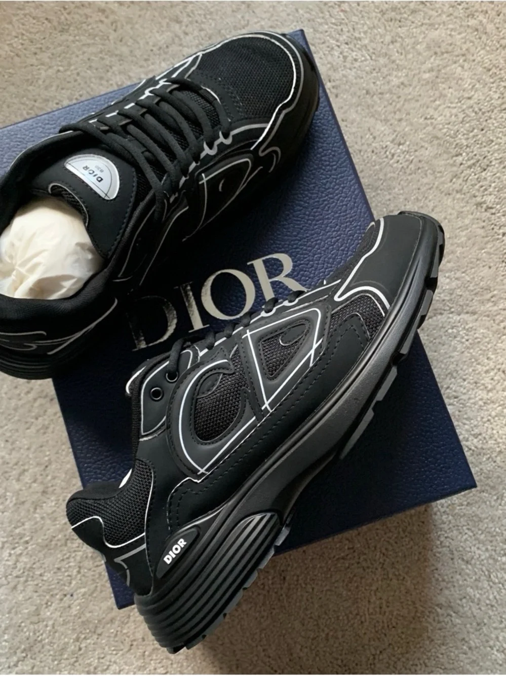 Dior Black Men’s Sneakers with White Trim